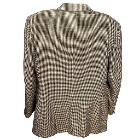 Jos. A Bank Neutral Houndstooth Print Silk and Wool Two Button Blazer Size 44R - Picture 3 of 11